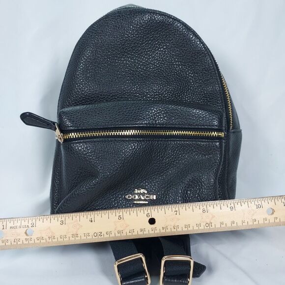 Coach Mini Pebble Leather Backpack Black Gold Hardware Charlie Style Bag Purse - Picture 9 of 9